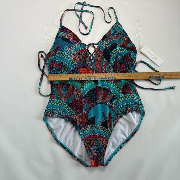 NEW Jantzen Vibrant Teal and Red One Piece Swimsuit. Size XL new with tags. - Picture 2 of 9